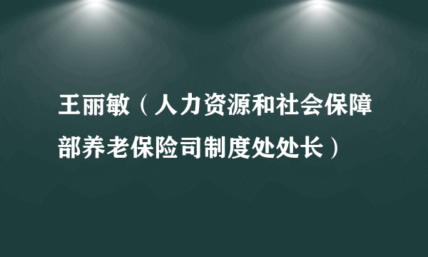 王丽敏（人力资源和社会保障部养老保险司制度处处长）