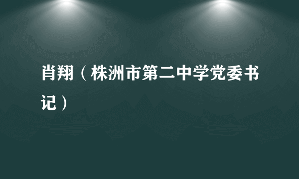 肖翔（株洲市第二中学党委书记）