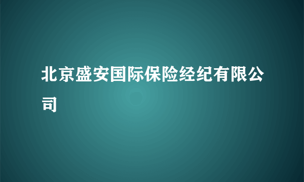 北京盛安国际保险经纪有限公司