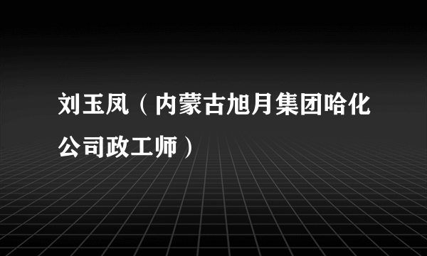 刘玉凤（内蒙古旭月集团哈化公司政工师）