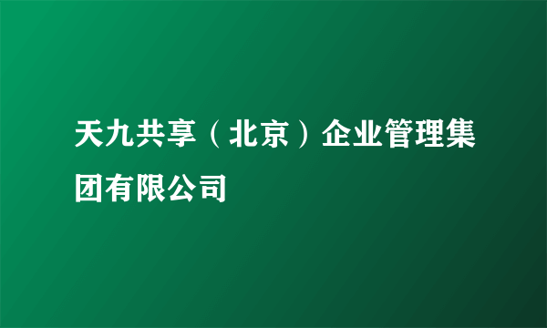 天九共享（北京）企业管理集团有限公司