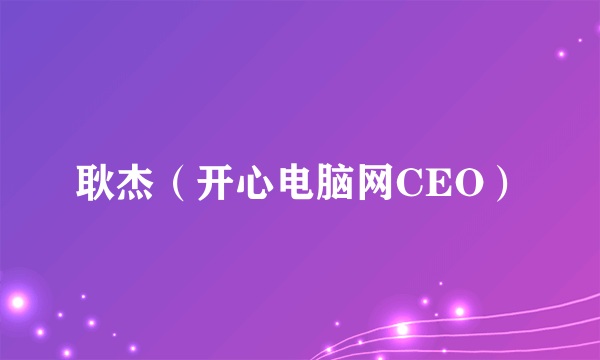 耿杰（开心电脑网CEO）