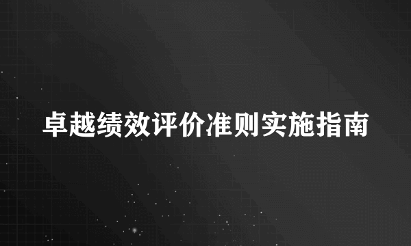 卓越绩效评价准则实施指南