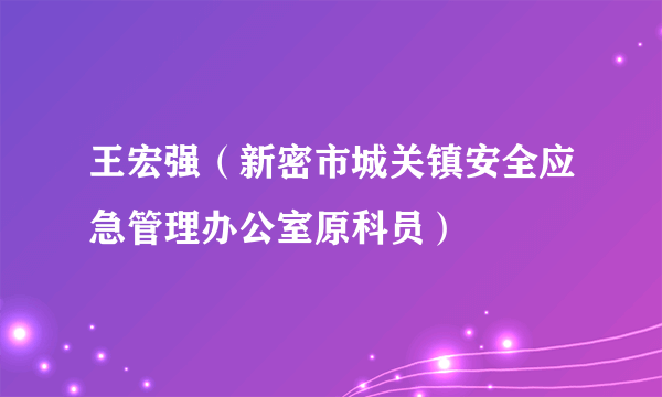 王宏强（新密市城关镇安全应急管理办公室原科员）