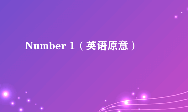 Number 1（英语原意）