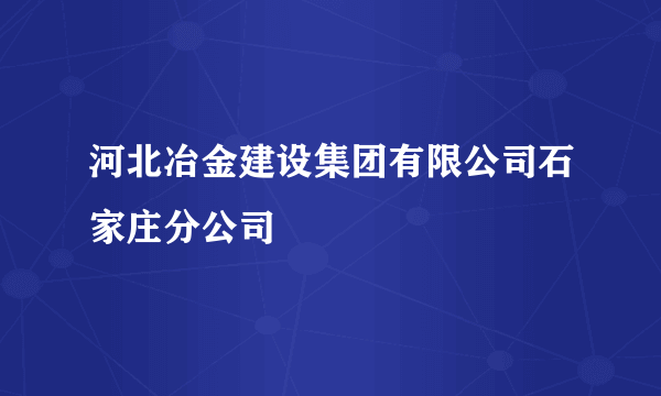 河北冶金建设集团有限公司石家庄分公司