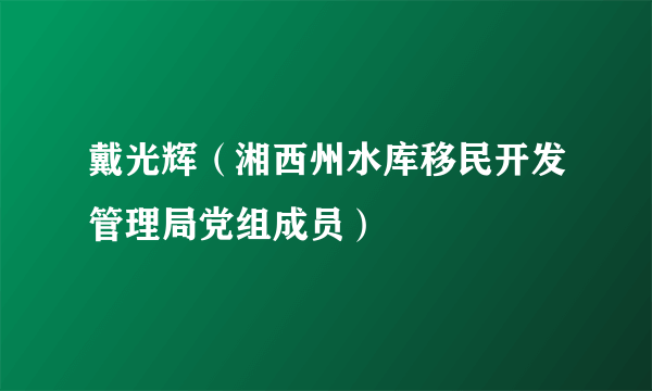 戴光辉（湘西州水库移民开发管理局党组成员）