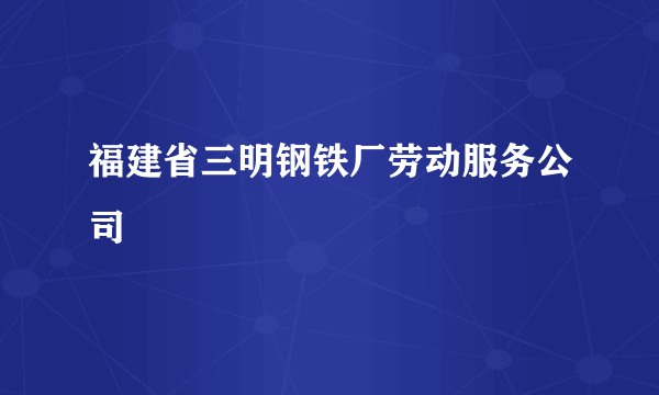 福建省三明钢铁厂劳动服务公司