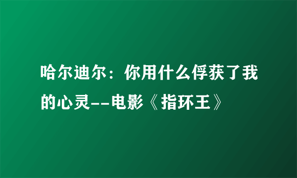 哈尔迪尔：你用什么俘获了我的心灵--电影《指环王》