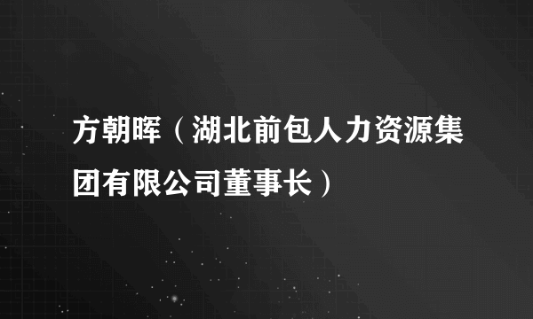 方朝晖（湖北前包人力资源集团有限公司董事长）