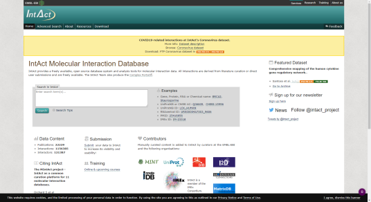 intact（分子相互作用数据库）