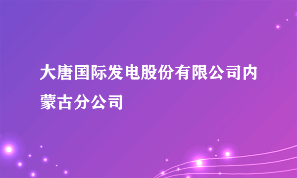 大唐国际发电股份有限公司内蒙古分公司