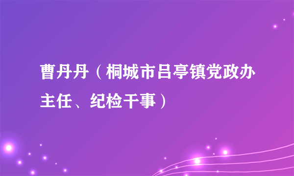 曹丹丹（桐城市吕亭镇党政办主任、纪检干事）