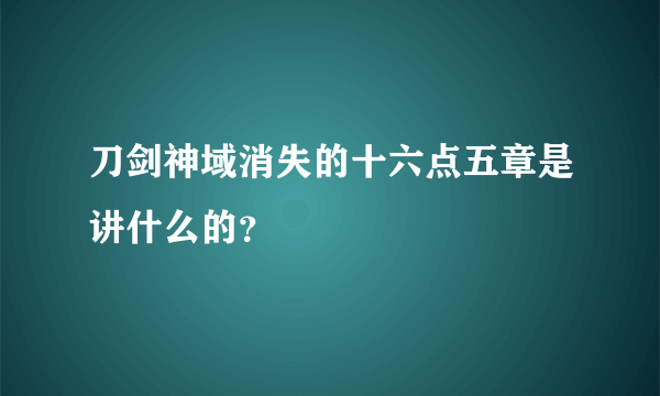 刀剑神域消失的十六点五章是讲什么的？