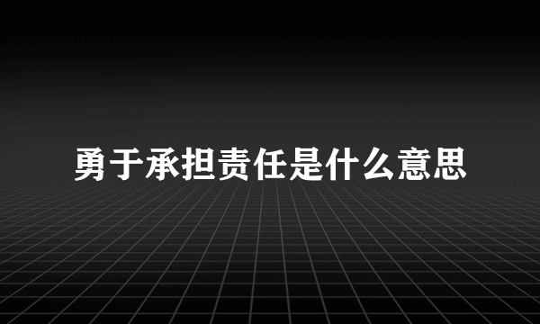 勇于承担责任是什么意思