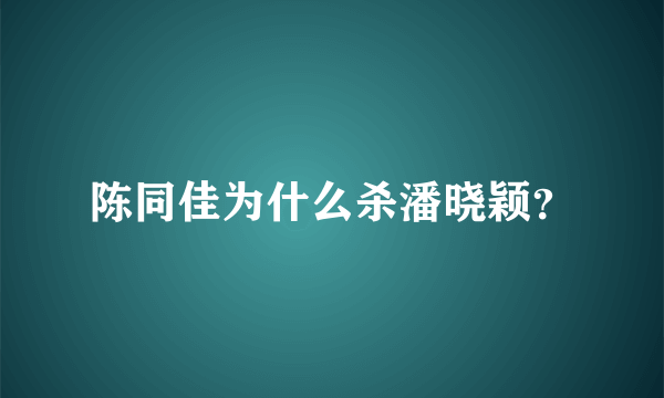 陈同佳为什么杀潘晓颖？