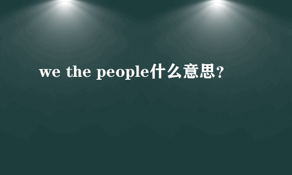 we the people什么意思？