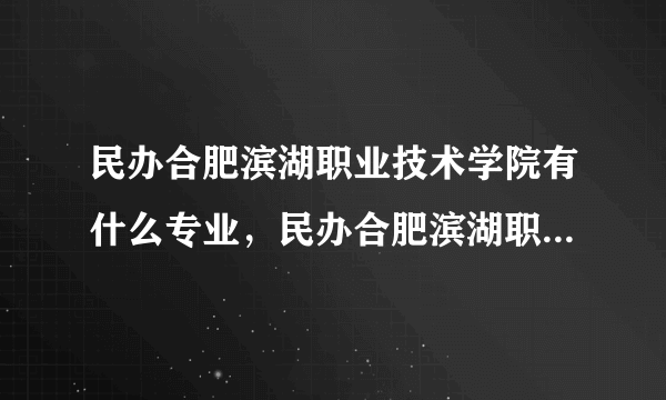 民办合肥滨湖职业技术学院有什么专业，民办合肥滨湖职业技术学院招生专业设置情况