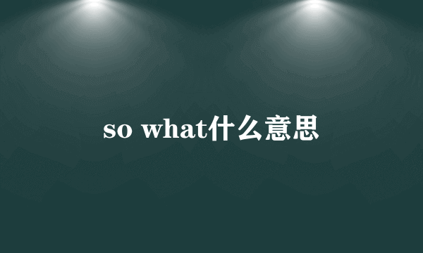 so what什么意思