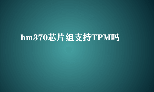 hm370芯片组支持TPM吗