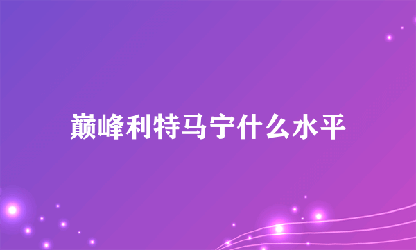 巅峰利特马宁什么水平