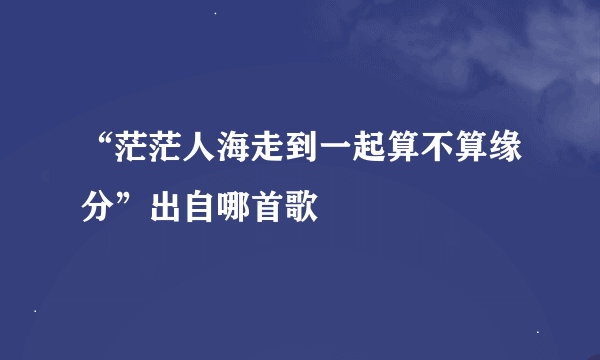 “茫茫人海走到一起算不算缘分”出自哪首歌