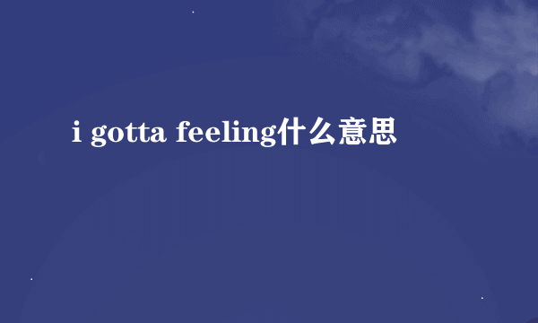 i gotta feeling什么意思