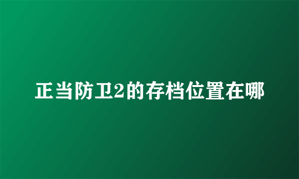 正当防卫2的存档位置在哪