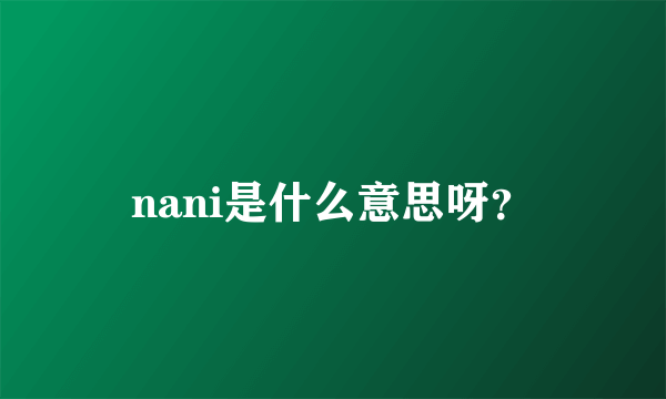 nani是什么意思呀？