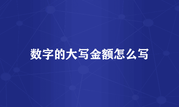 数字的大写金额怎么写