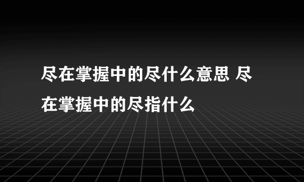 尽在掌握中的尽什么意思 尽在掌握中的尽指什么