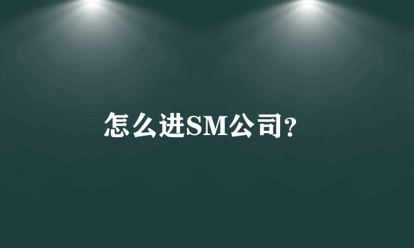 怎么进SM公司？