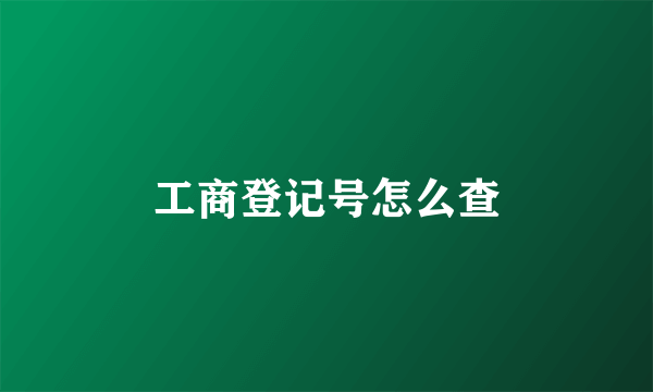 工商登记号怎么查