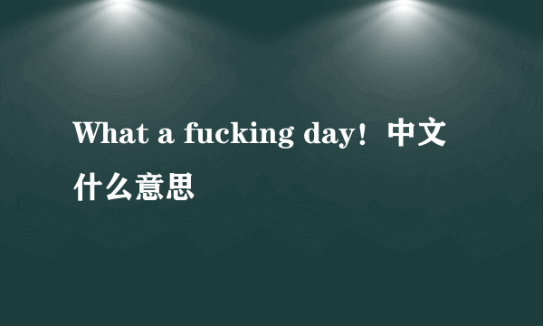 What a fucking day！中文什么意思