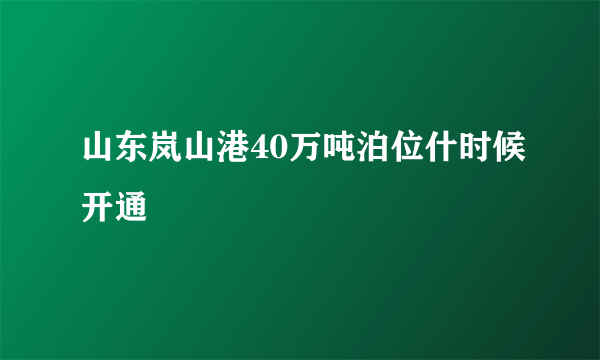 山东岚山港40万吨泊位什时候开通