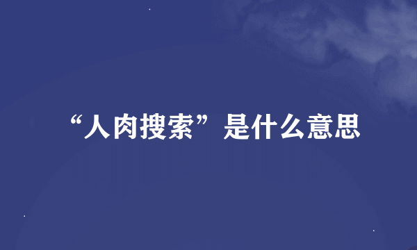 “人肉搜索”是什么意思