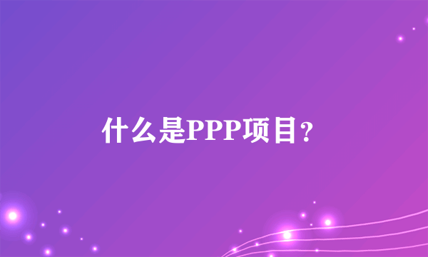 什么是PPP项目？