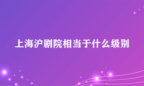 上海沪剧院相当于什么级别