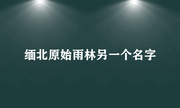 缅北原始雨林另一个名字