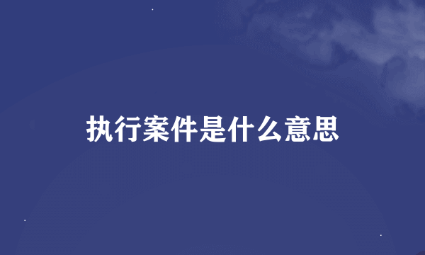 执行案件是什么意思