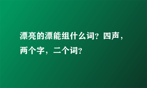 漂亮的漂能组什么词？四声，两个字，二个词？