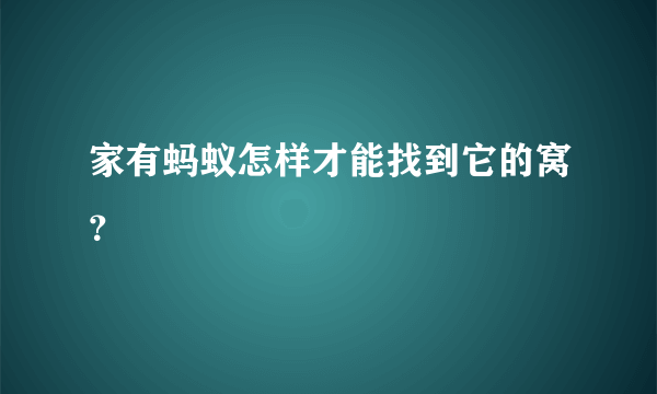 家有蚂蚁怎样才能找到它的窝？