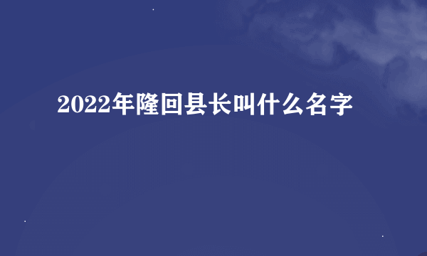 2022年隆回县长叫什么名字