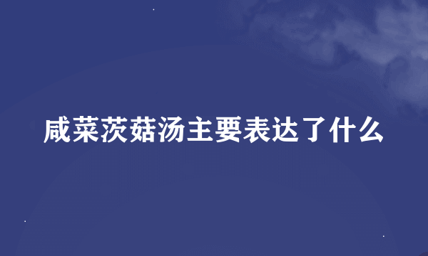 咸菜茨菇汤主要表达了什么