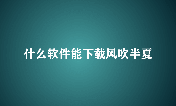 什么软件能下载风吹半夏