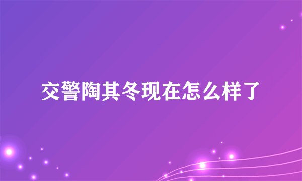 交警陶其冬现在怎么样了