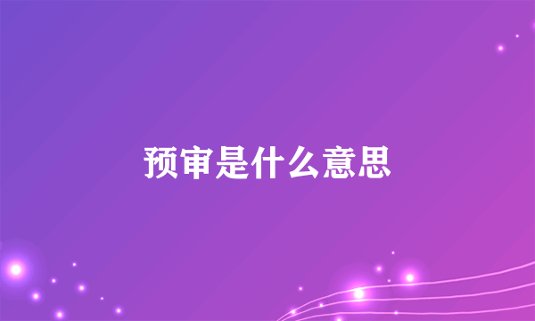 预审是什么意思