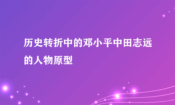 历史转折中的邓小平中田志远的人物原型