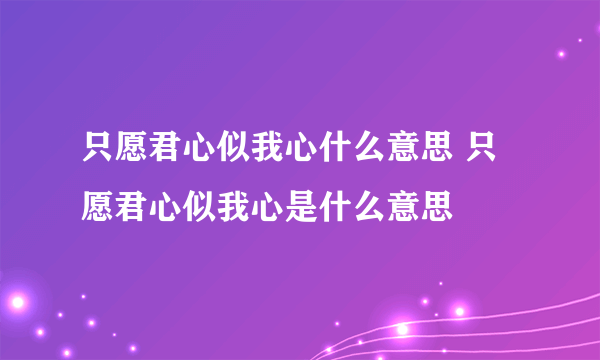 只愿君心似我心什么意思 只愿君心似我心是什么意思