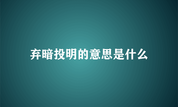 弃暗投明的意思是什么